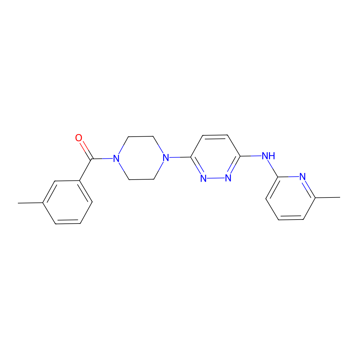 (4-(6-((6-Methylpyridin-2-yl)amino)pyridazin-3-yl)piperazin-1-yl)(m-tolyl)methanone molecular structure, CAS 1021114-61-3