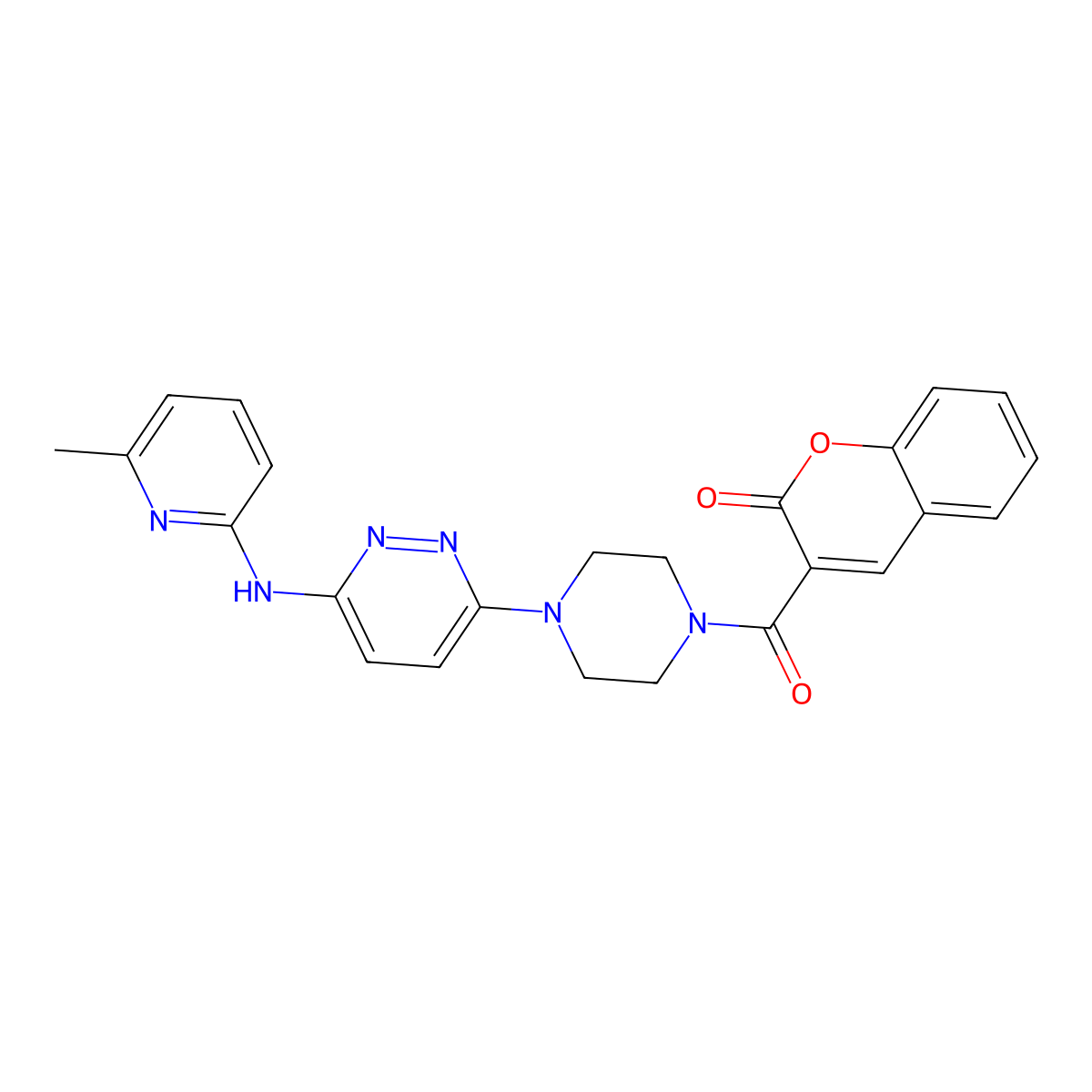 3-(4-(6-((6-methylpyridin-2-yl)amino)pyridazin-3-yl)piperazine-1-carbonyl)-2H-chromen-2-one molecular structure, CAS 1021114-73-7