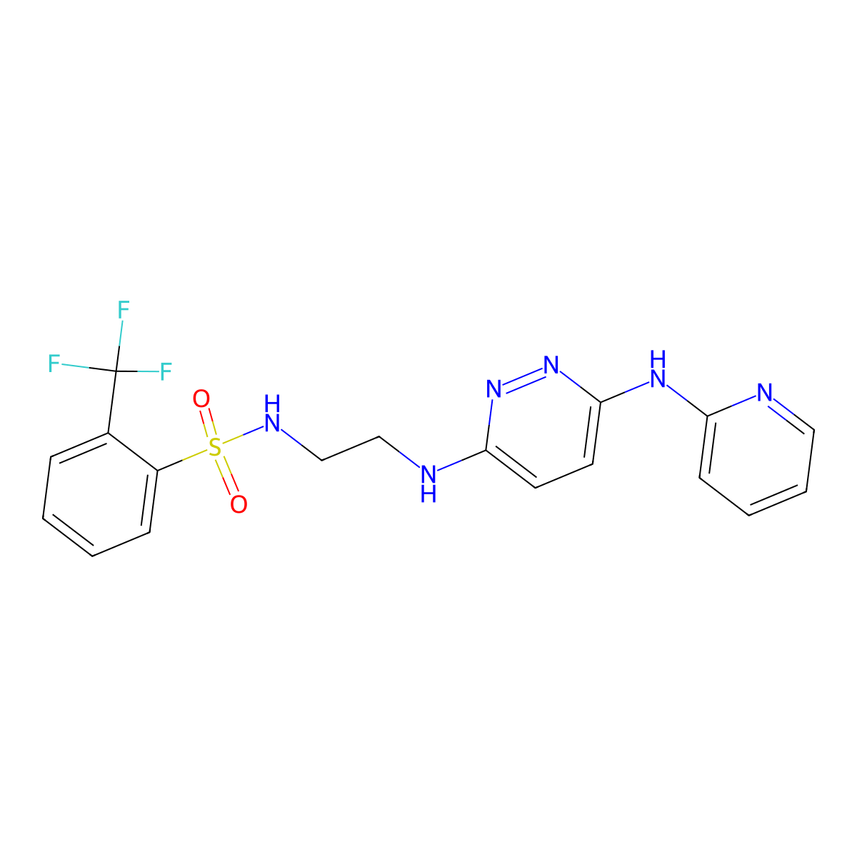 N-(2-((6-(pyridin-2-ylamino)pyridazin-3-yl)amino)ethyl)-2-(trifluoromethyl)benzenesulfonamide molecular structure, CAS 1021115-00-3