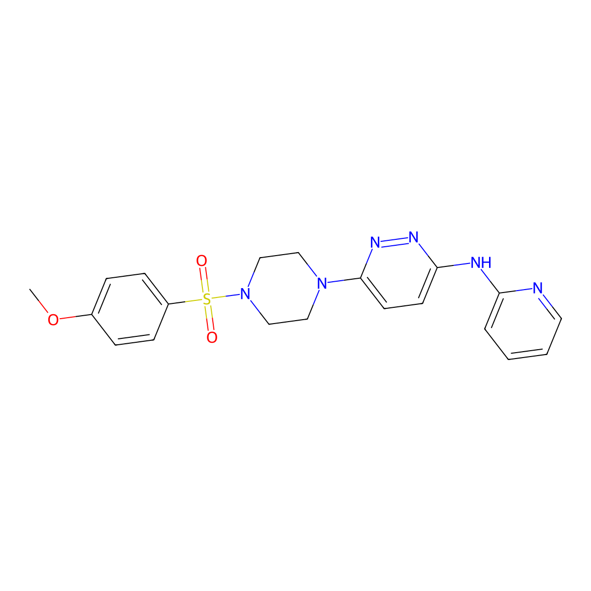 6-(4-((4-methoxyphenyl)sulfonyl)piperazin-1-yl)-N-(pyridin-2-yl)pyridazin-3-amine molecular structure, CAS 1021115-12-7