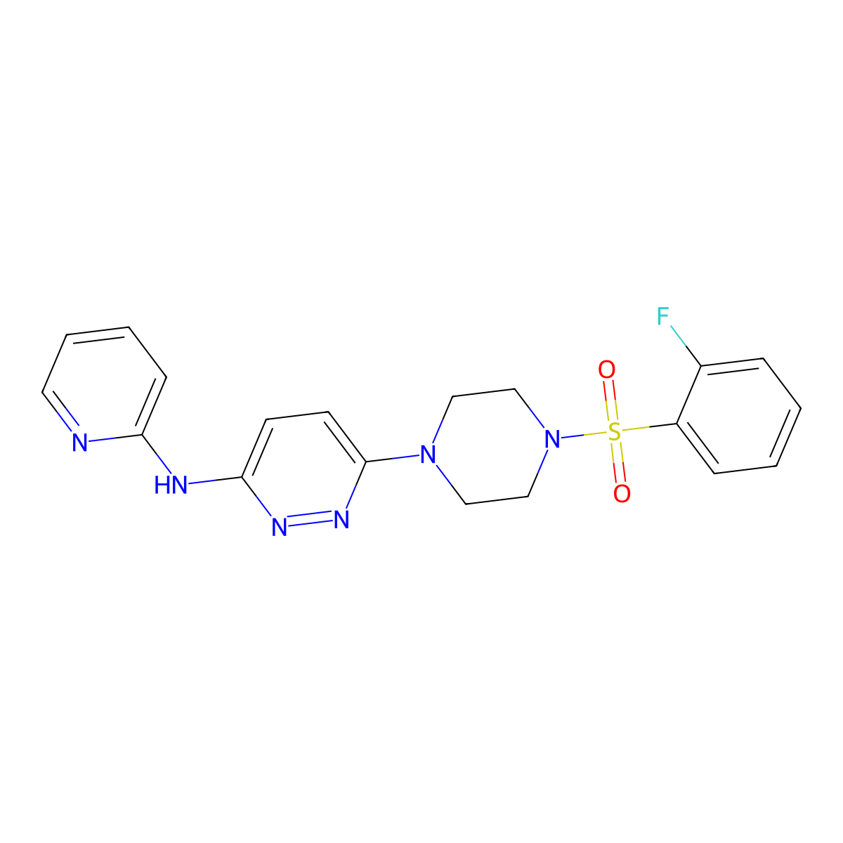 6-(4-((2-fluorophenyl)sulfonyl)piperazin-1-yl)-N-(pyridin-2-yl)pyridazin-3-amine molecular structure, CAS 1021115-14-9