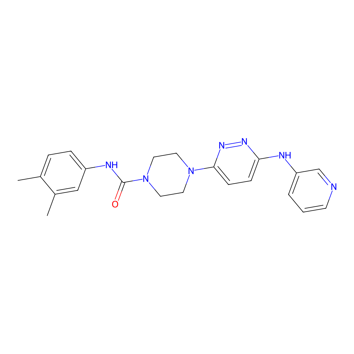 N-(3,4-dimethylphenyl)-4-(6-(pyridin-3-ylamino)pyridazin-3-yl)piperazine-1-carboxamide molecular structure, CAS 1021115-29-6
