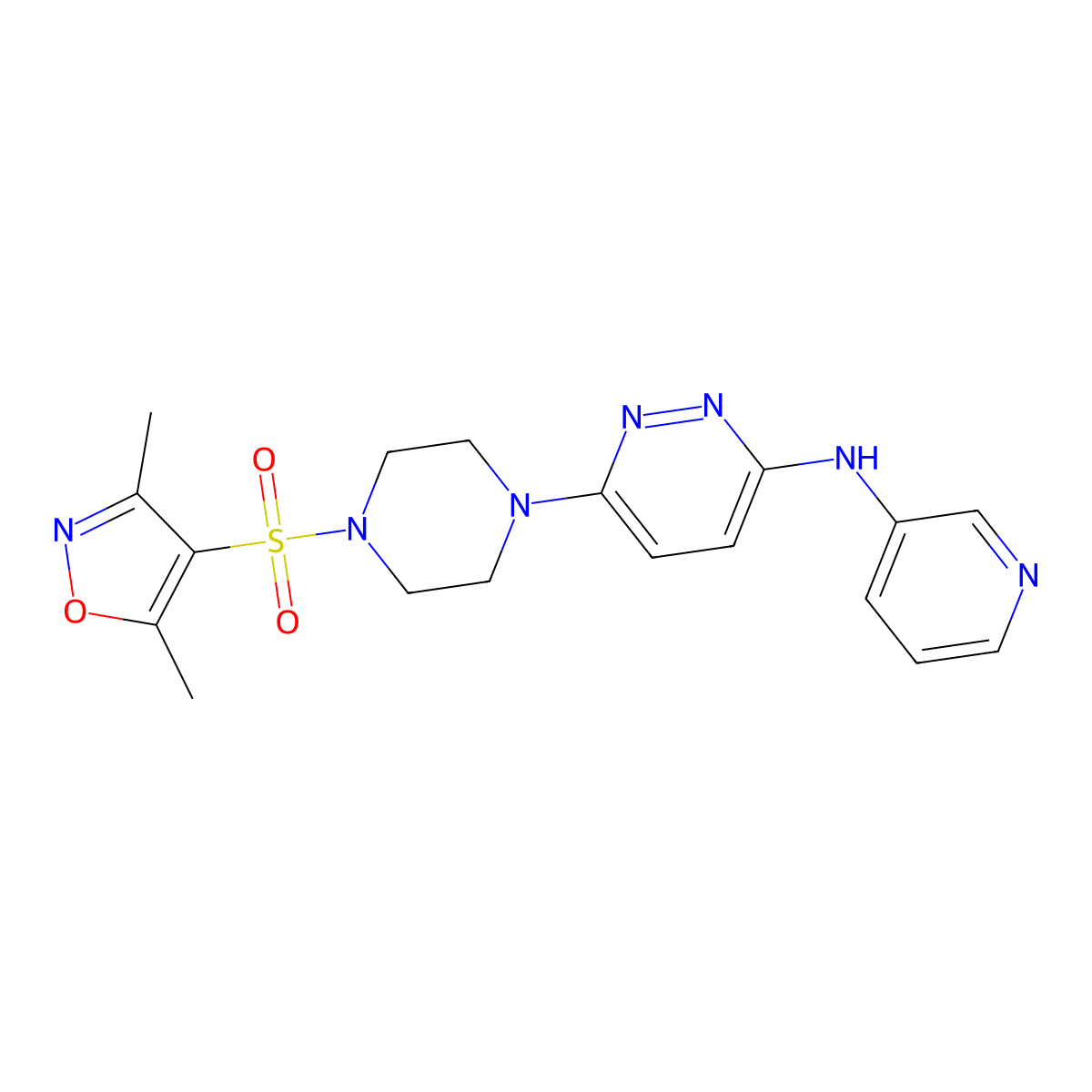 6-(4-((3,5-dimethylisoxazol-4-yl)sulfonyl)piperazin-1-yl)-N-(pyridin-3-yl)pyridazin-3-amine molecular structure, CAS 1021115-37-6