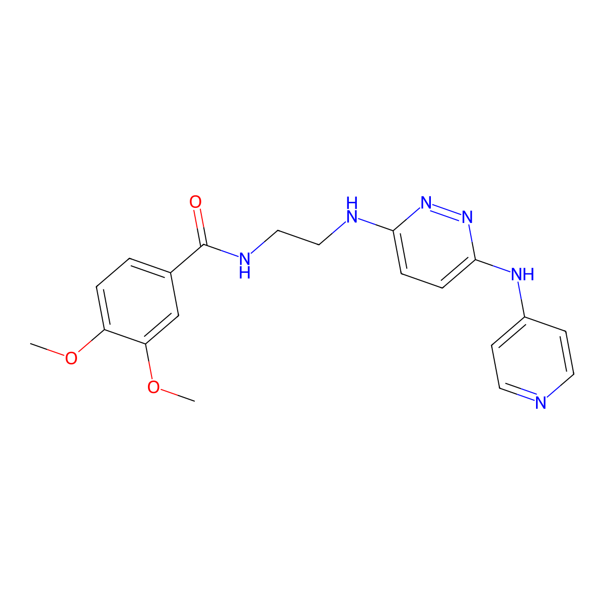 3,4-dimethoxy-N-(2-((6-(pyridin-4-ylamino)pyridazin-3-yl)amino)ethyl)benzamide molecular structure, CAS 1021115-41-2