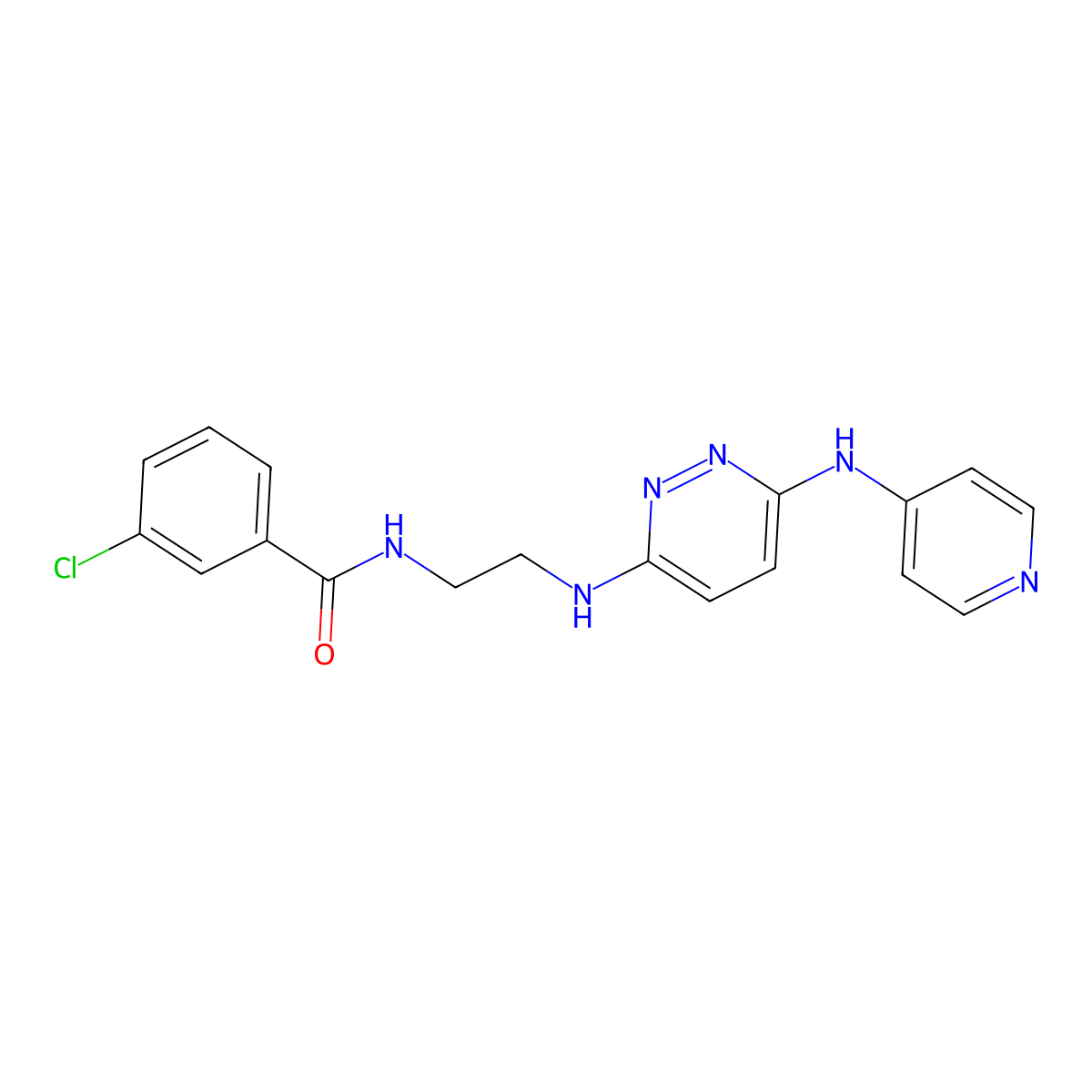 3-chloro-N-(2-((6-(pyridin-4-ylamino)pyridazin-3-yl)amino)ethyl)benzamide molecular structure, CAS 1021115-45-6