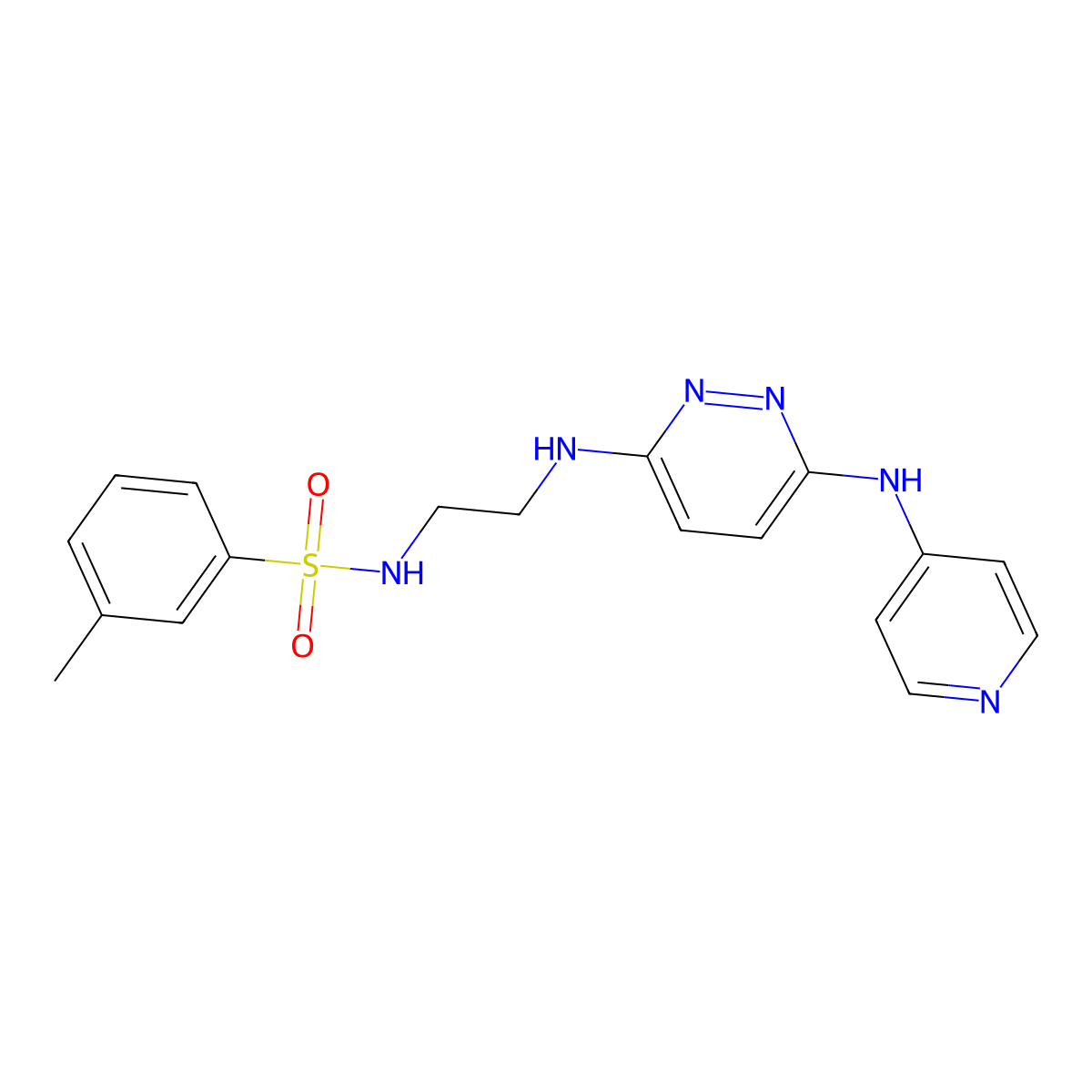 3-methyl-N-(2-((6-(pyridin-4-ylamino)pyridazin-3-yl)amino)ethyl)benzenesulfonamide molecular structure, CAS 1021115-52-5