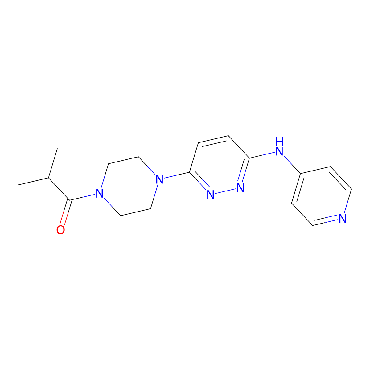 2-Methyl-1-(4-(6-(pyridin-4-ylamino)pyridazin-3-yl)piperazin-1-yl)propan-1-one molecular structure, CAS 1021115-60-5