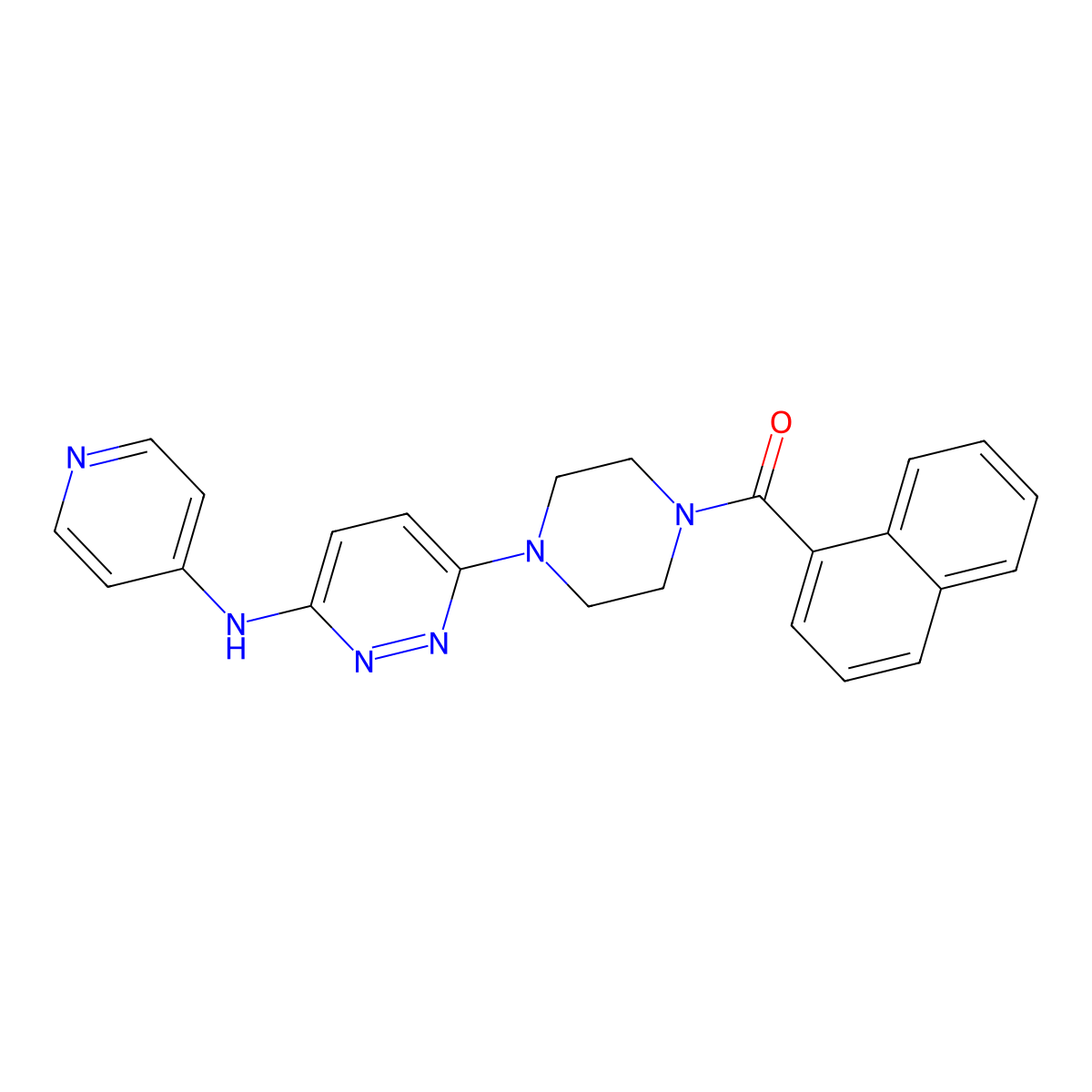 Naphthalen-1-yl(4-(6-(pyridin-4-ylamino)pyridazin-3-yl)piperazin-1-yl)methanone molecular structure, CAS 1021115-68-3