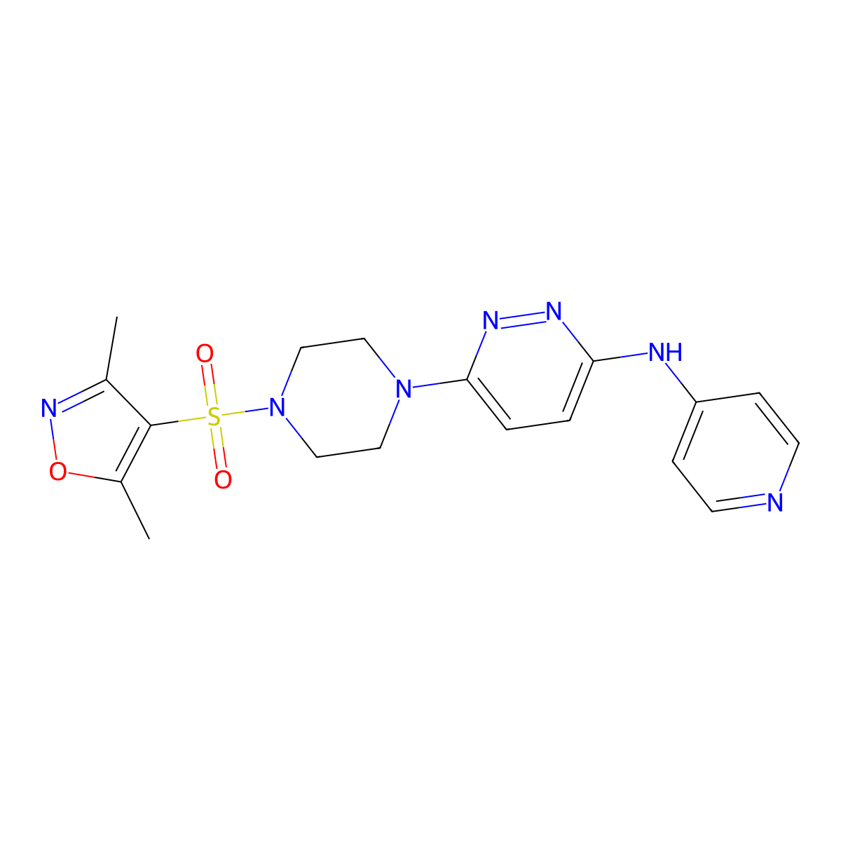 6-(4-((3,5-dimethylisoxazol-4-yl)sulfonyl)piperazin-1-yl)-N-(pyridin-4-yl)pyridazin-3-amine molecular structure, CAS 1021115-78-5