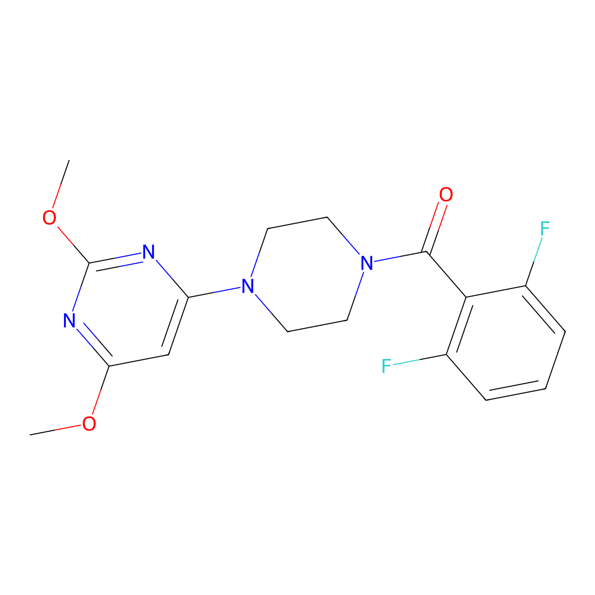 (2,6-Difluorophenyl)(4-(2,6-dimethoxypyrimidin-4-yl)piperazin-1-yl)methanone molecular structure, CAS 1021115-81-0