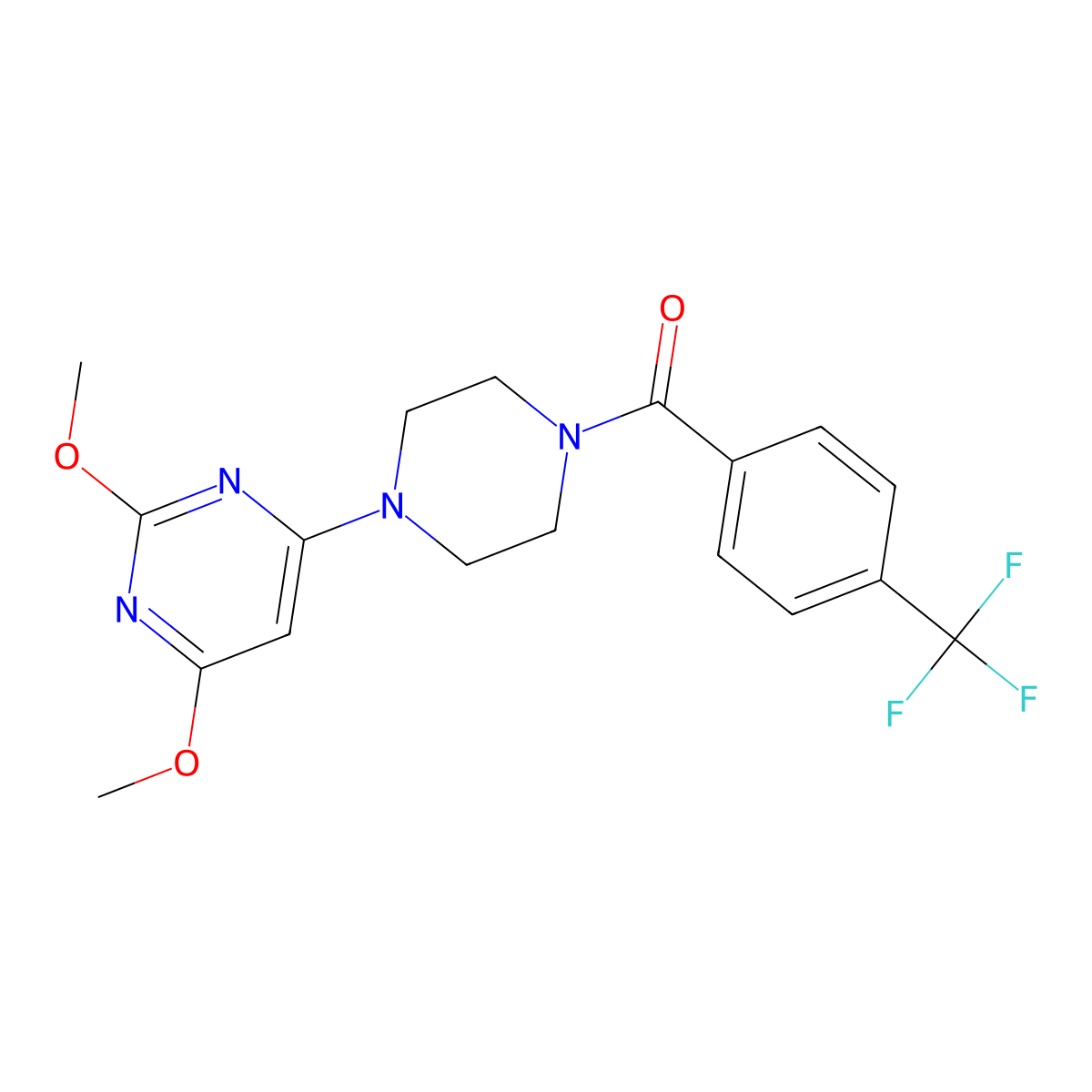 (4-(2,6-Dimethoxypyrimidin-4-yl)piperazin-1-yl)(4-(trifluoromethyl)phenyl)methanone molecular structure, CAS 1021115-84-3
