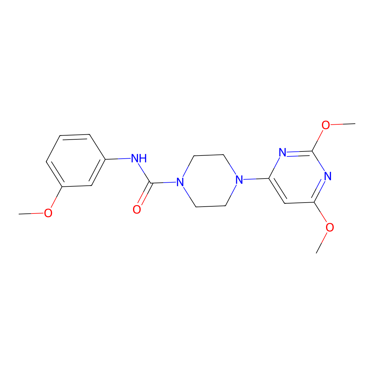 4-(2,6-dimethoxypyrimidin-4-yl)-N-(3-methoxyphenyl)piperazine-1-carboxamide molecular structure, CAS 1021115-87-6