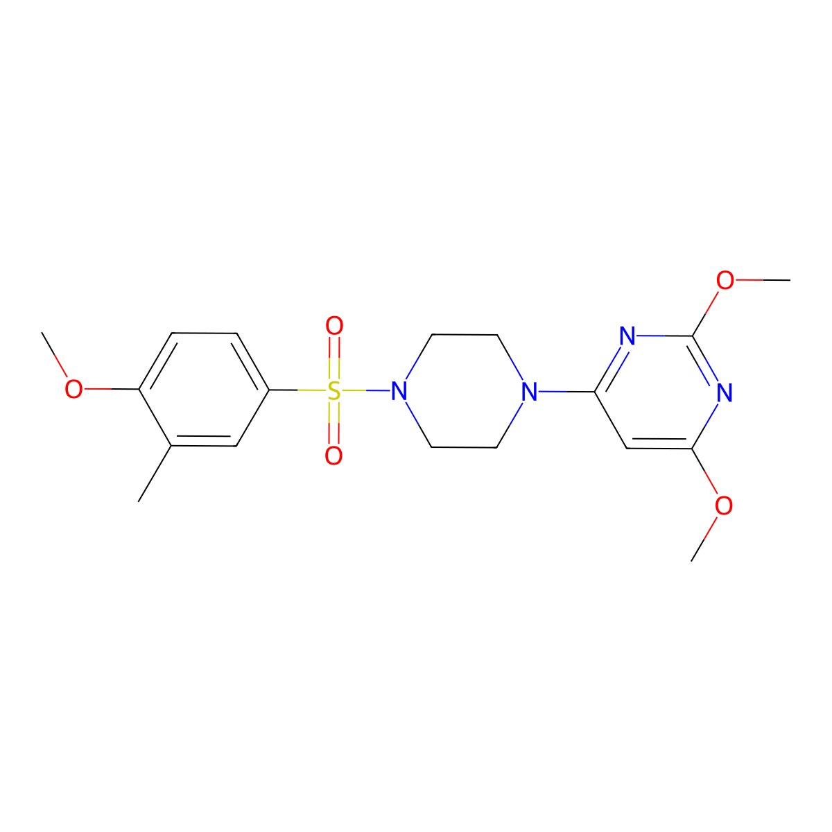 2,4-Dimethoxy-6-(4-((4-methoxy-3-methylphenyl)sulfonyl)piperazin-1-yl)pyrimidine molecular structure, CAS 1021115-96-7