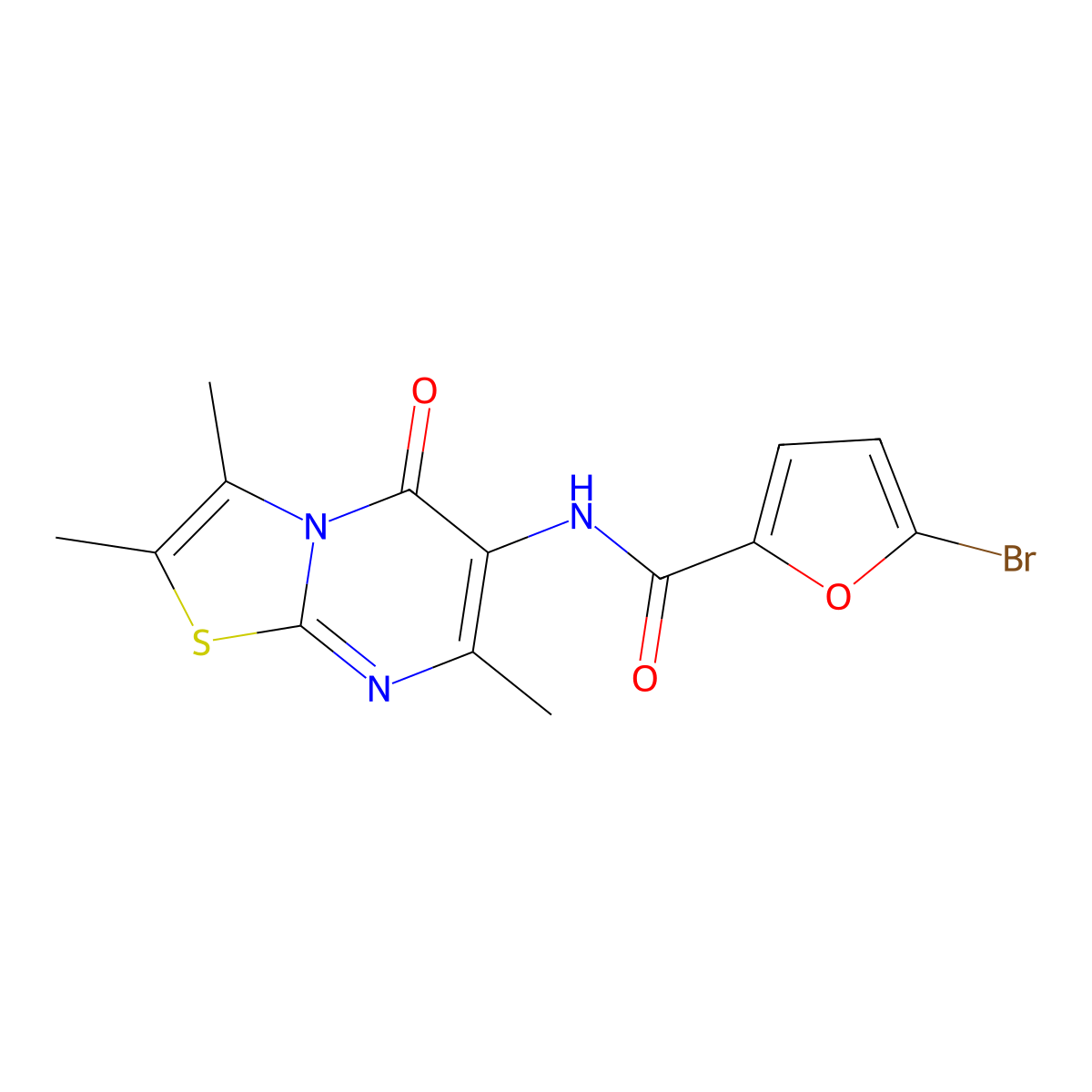 5-bromo-N-(2,3,7-trimethyl-5-oxo-5H-thiazolo[3,2-a]pyrimidin-6-yl)furan-2-carboxamide molecular structure, CAS 1021116-44-8