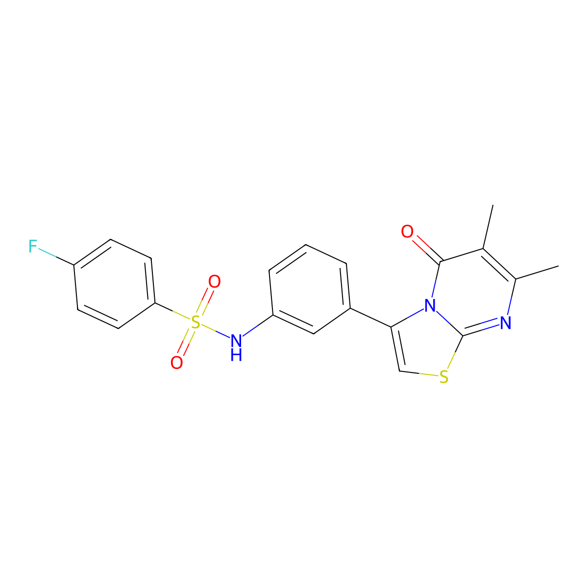 N-(3-(6,7-dimethyl-5-oxo-5H-thiazolo[3,2-a]pyrimidin-3-yl)phenyl)-4-fluorobenzenesulfonamide molecular structure, CAS 1021116-77-7