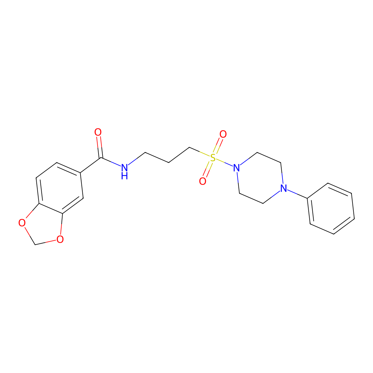 N-(3-((4-phenylpiperazin-1-yl)sulfonyl)propyl)benzo[d][1,3]dioxole-5-carboxamide molecular structure, CAS 1021116-87-9