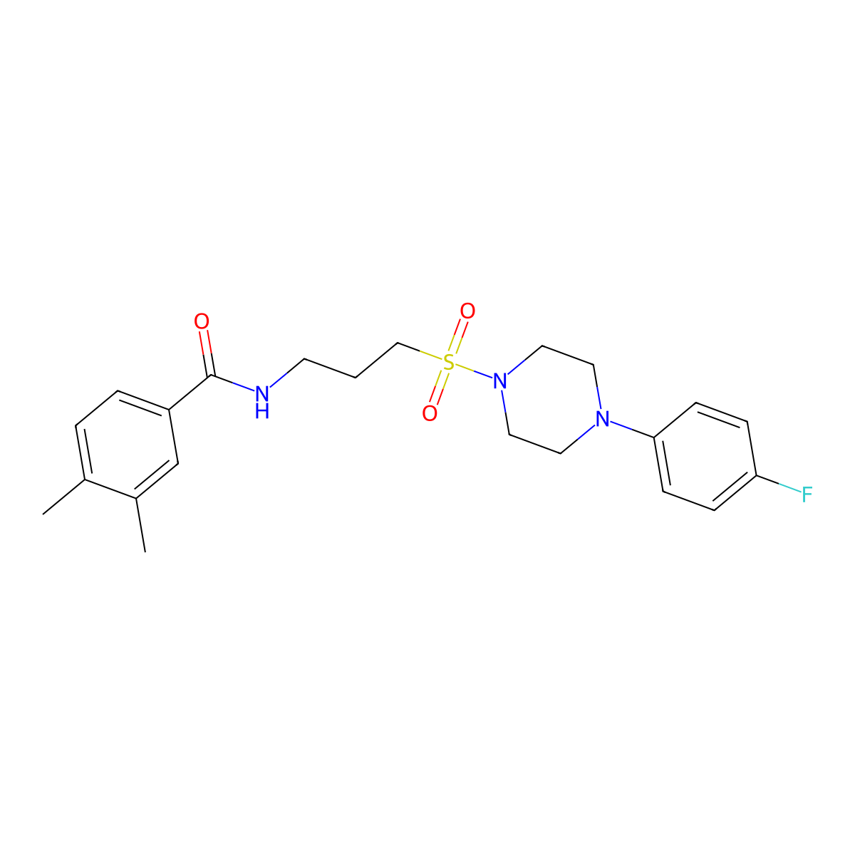N-(3-((4-(4-fluorophenyl)piperazin-1-yl)sulfonyl)propyl)-3,4-dimethylbenzamide molecular structure, CAS 1021117-04-3