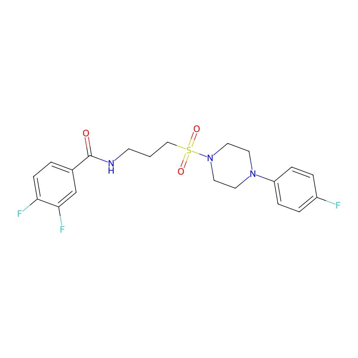 3,4-difluoro-N-(3-((4-(4-fluorophenyl)piperazin-1-yl)sulfonyl)propyl)benzamide molecular structure, CAS 1021117-07-6