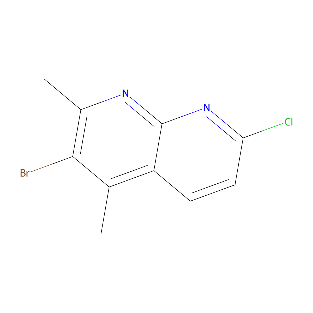 3-Bromo-7-chloro-2,4-dimethyl-1,8-naphthyridine molecular structure, CAS 1021117-08-7