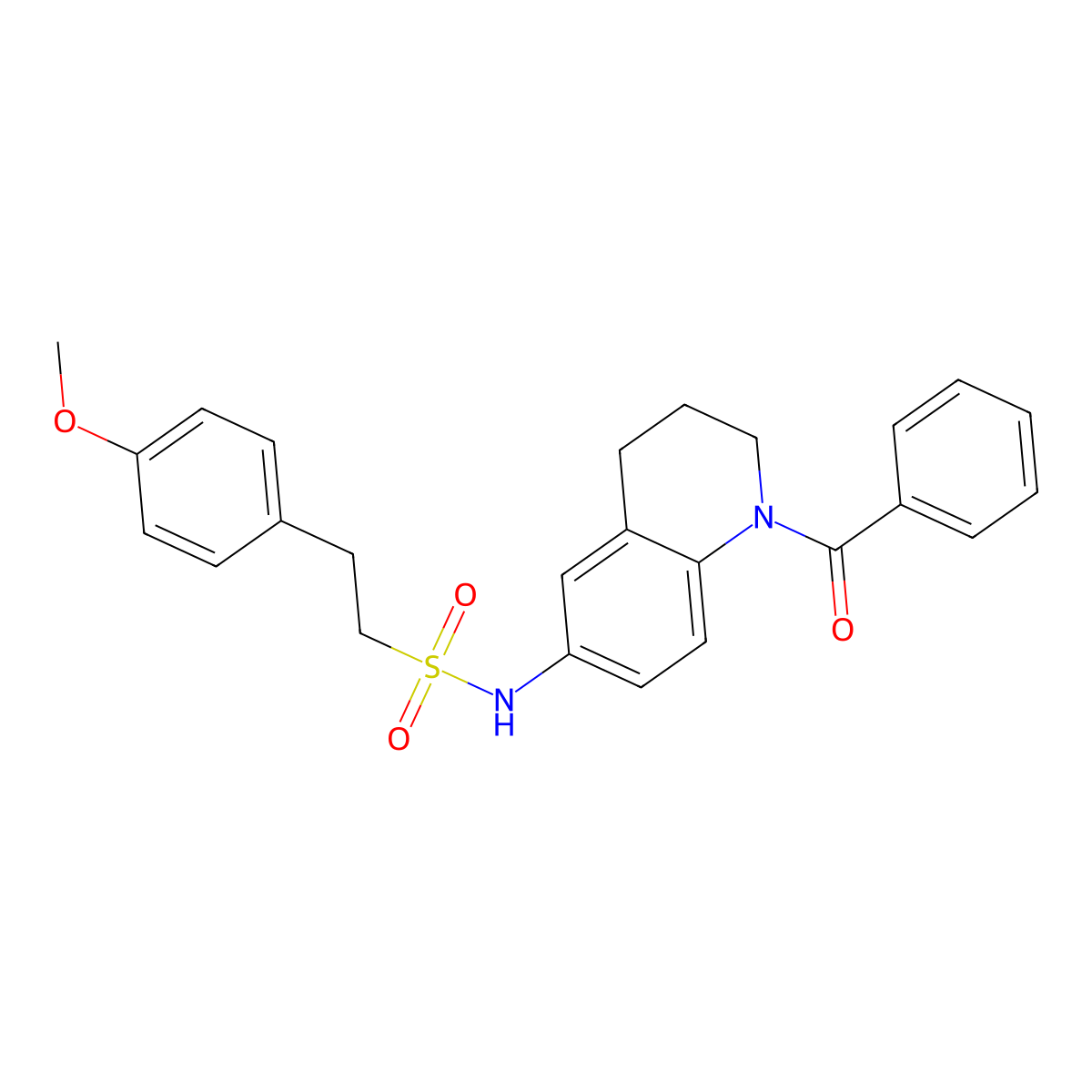 N-(1-benzoyl-1,2,3,4-tetrahydroquinolin-6-yl)-2-(4-methoxyphenyl)ethanesulfonamide molecular structure, CAS 1021117-14-5