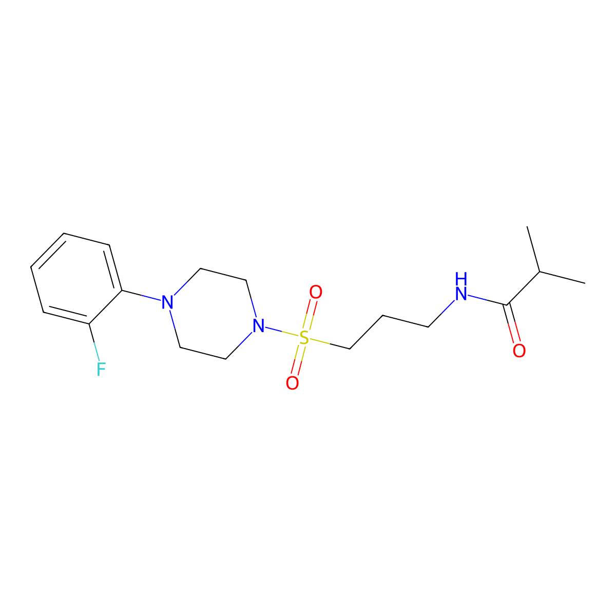 N-(3-((4-(2-fluorophenyl)piperazin-1-yl)sulfonyl)propyl)isobutyramide molecular structure, CAS 1021117-16-7