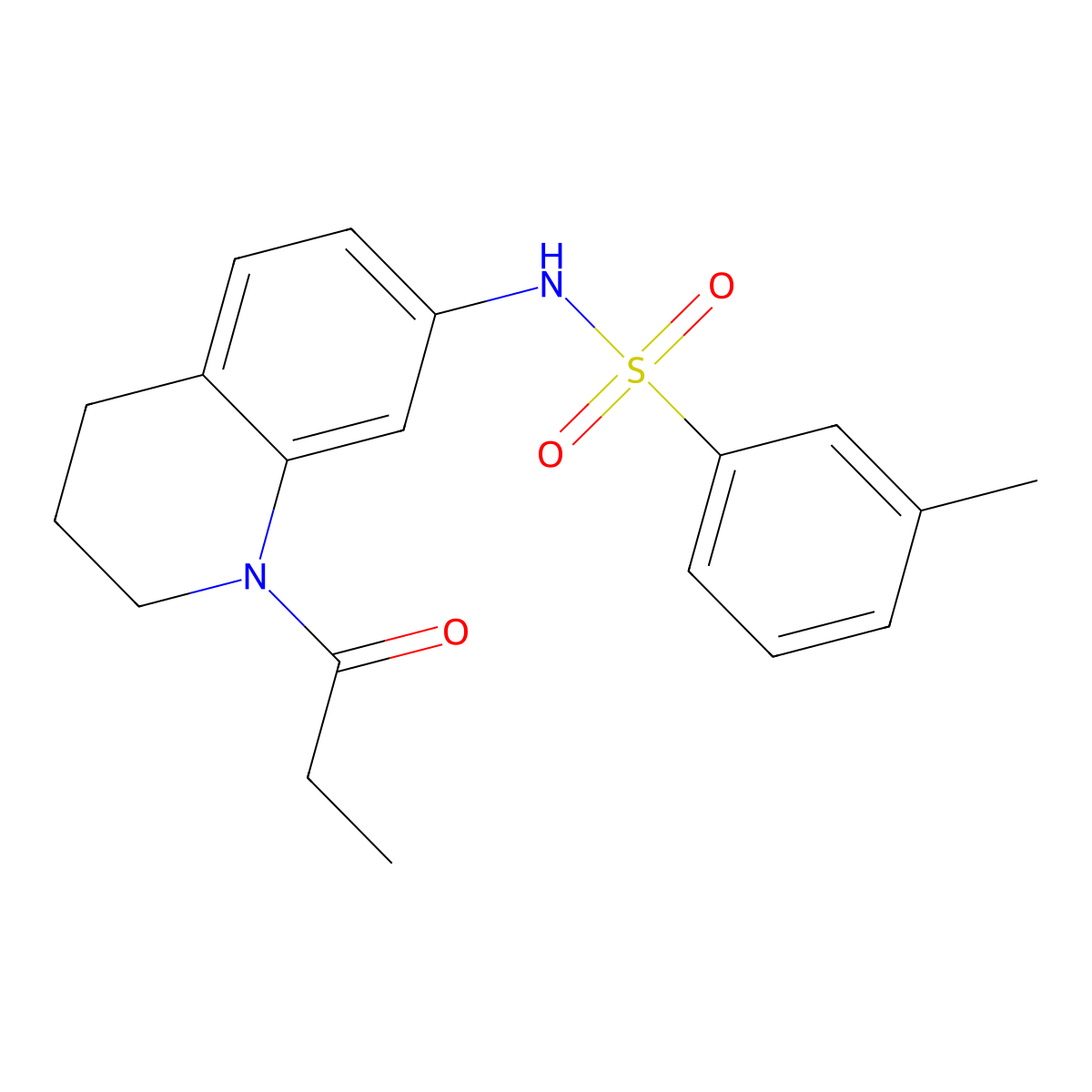 3-methyl-N-(1-propionyl-1,2,3,4-tetrahydroquinolin-7-yl)benzenesulfonamide molecular structure, CAS 1021117-29-2