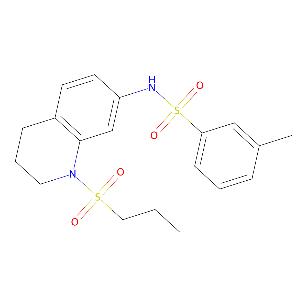 3-methyl-N-(1-(propylsulfonyl)-1,2,3,4-tetrahydroquinolin-7-yl)benzenesulfonamide molecular structure, CAS 1021117-32-7