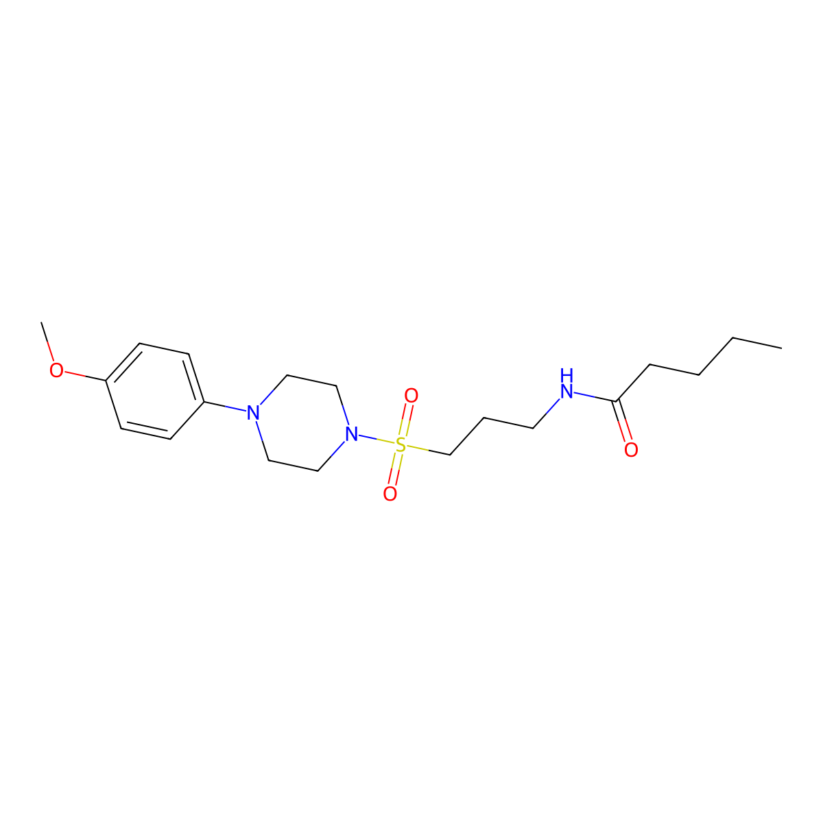 N-(3-((4-(4-methoxyphenyl)piperazin-1-yl)sulfonyl)propyl)pentanamide molecular structure, CAS 1021117-37-2