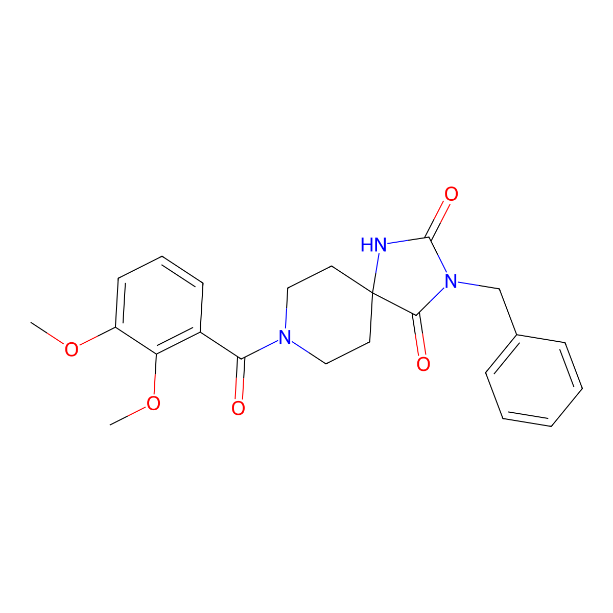 3-Benzyl-8-(2,3-dimethoxybenzoyl)-1,3,8-triazaspiro[4.5]decane-2,4-dione molecular structure, CAS 1021117-43-0