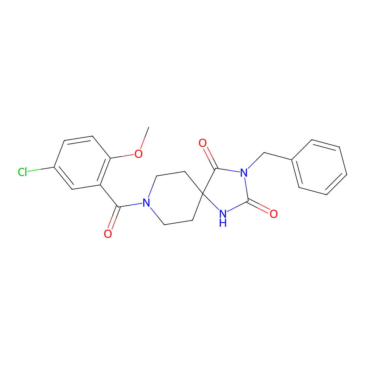 3-Benzyl-8-(5-chloro-2-methoxybenzoyl)-1,3,8-triazaspiro[4.5]decane-2,4-dione molecular structure, CAS 1021117-47-4