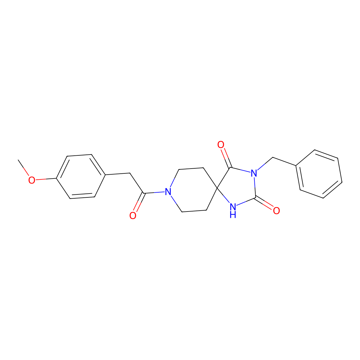 3-Benzyl-8-[2-(4-methoxyphenyl)acetyl]-1,3,8-triazaspiro[4.5]decane-2,4-dione molecular structure, CAS 1021117-50-9