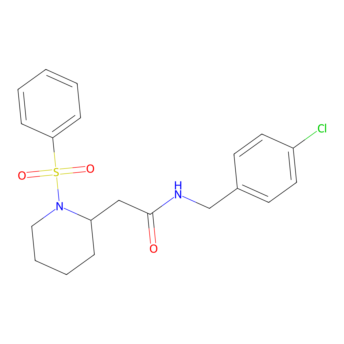 N-(4-chlorobenzyl)-2-(1-(phenylsulfonyl)piperidin-2-yl)acetamide molecular structure, CAS 1021117-71-4