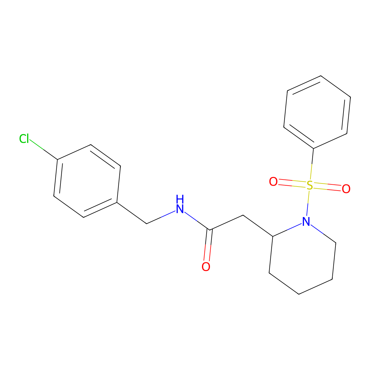 N-(4-chlorobenzyl)-2-(1-(phenylsulfonyl)piperidin-2-yl)acetamide molecular structure, CAS 1021117-71-4
