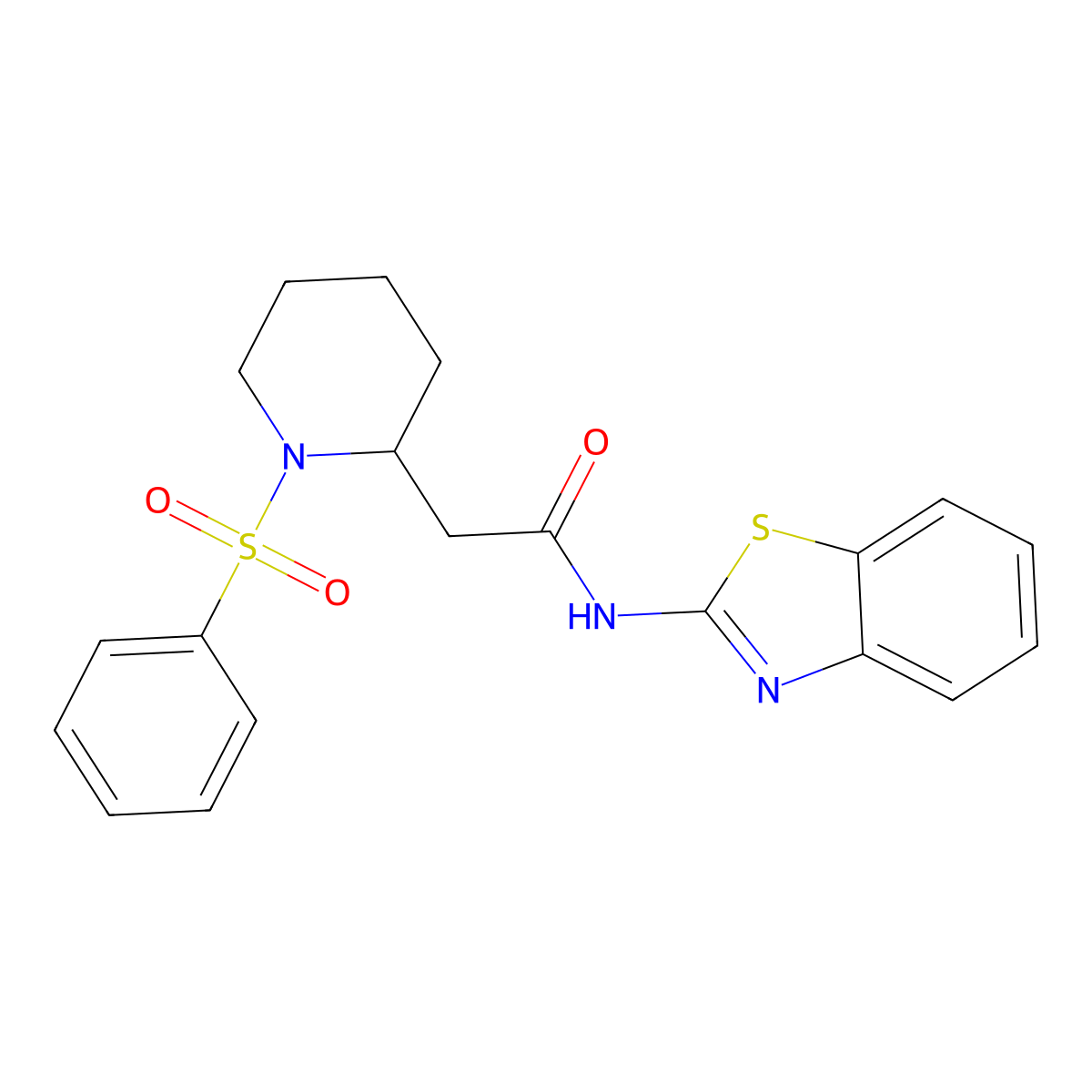N-(benzo[d]thiazol-2-yl)-2-(1-(phenylsulfonyl)piperidin-2-yl)acetamide molecular structure, CAS 1021117-98-5