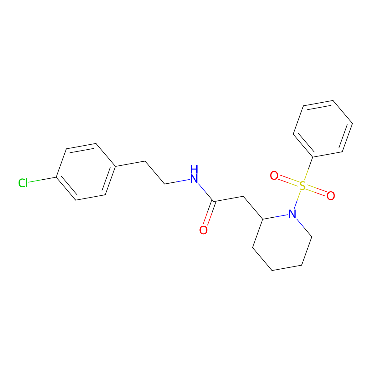 N-(4-chlorophenethyl)-2-(1-(phenylsulfonyl)piperidin-2-yl)acetamide molecular structure, CAS 1021118-01-3