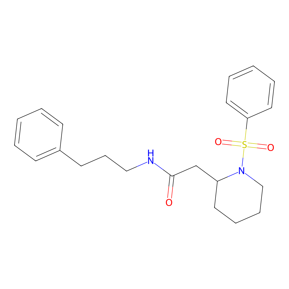 N-(3-phenylpropyl)-2-(1-(phenylsulfonyl)piperidin-2-yl)acetamide molecular structure, CAS 1021118-04-6
