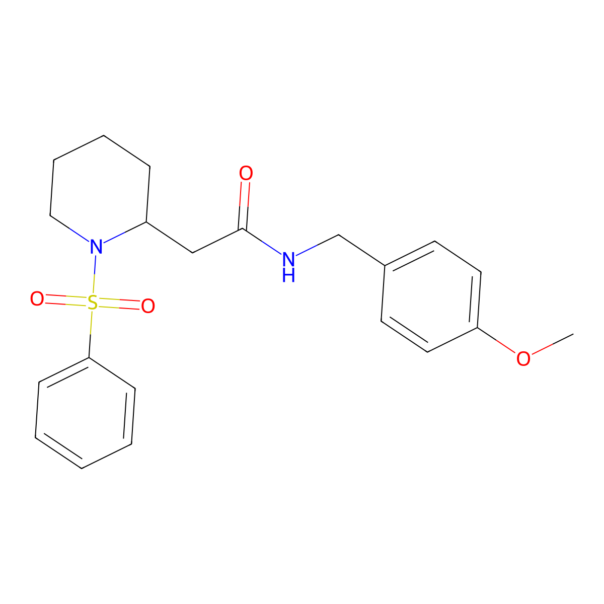 N-(4-methoxybenzyl)-2-(1-(phenylsulfonyl)piperidin-2-yl)acetamide molecular structure, CAS 1021118-07-9