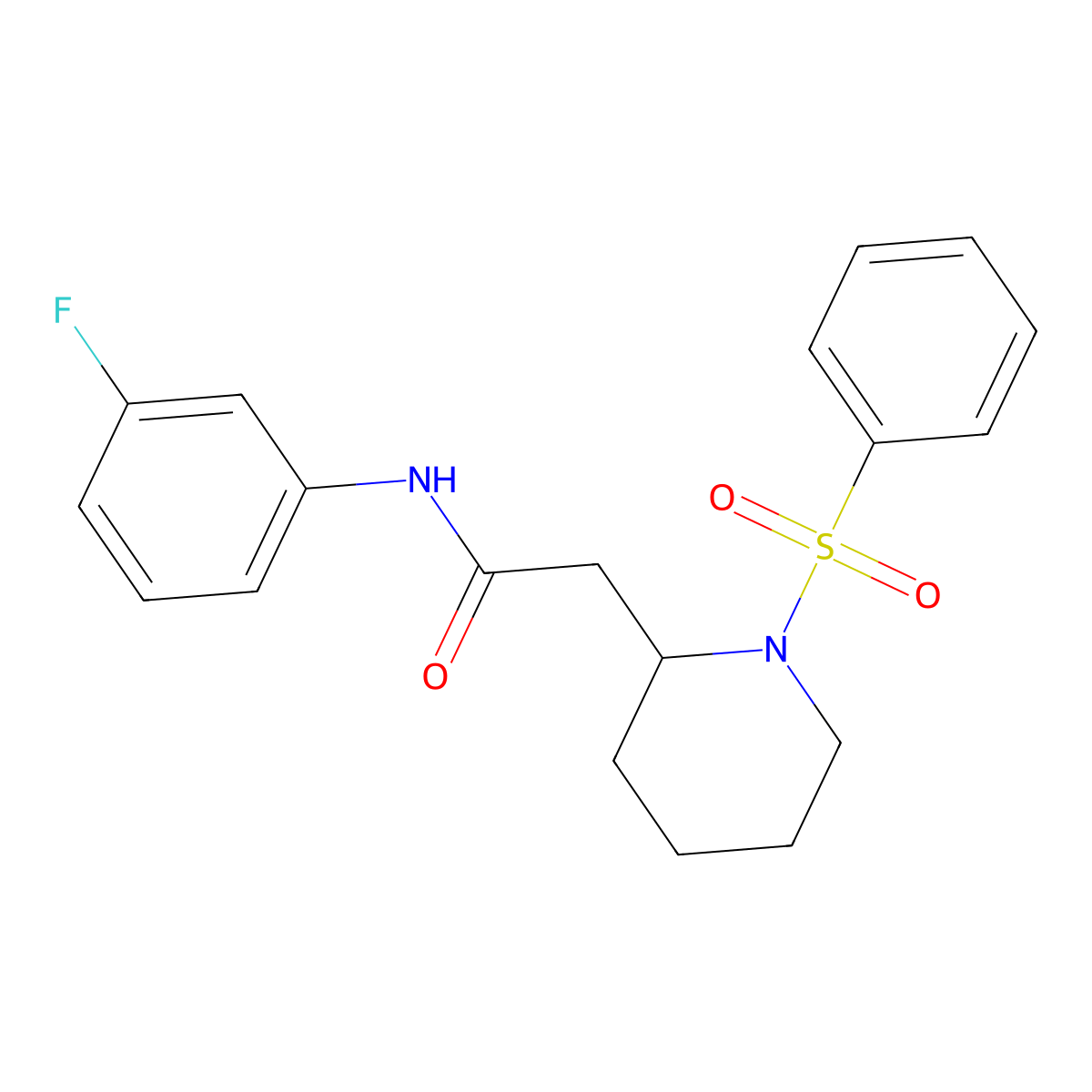 N-(3-fluorophenyl)-2-(1-(phenylsulfonyl)piperidin-2-yl)acetamide molecular structure, CAS 1021118-16-0