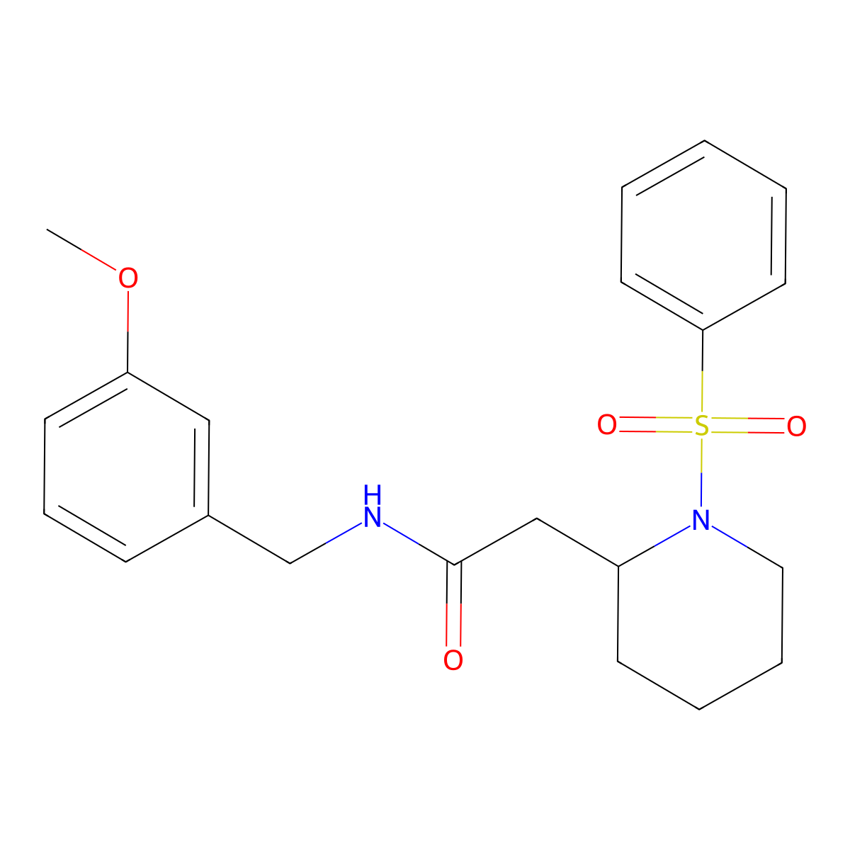 N-(3-methoxybenzyl)-2-(1-(phenylsulfonyl)piperidin-2-yl)acetamide molecular structure, CAS 1021118-22-8