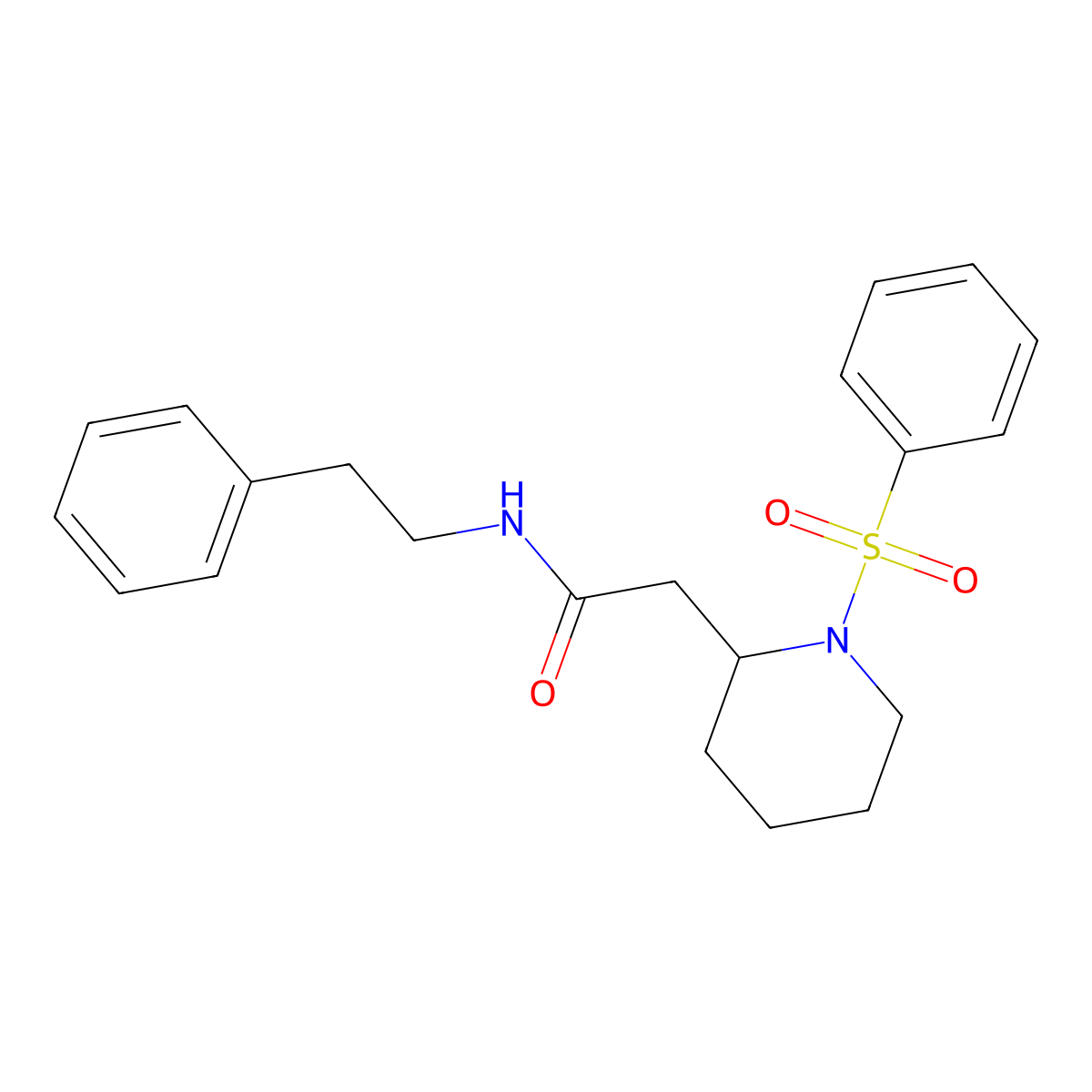 N-phenethyl-2-(1-(phenylsulfonyl)piperidin-2-yl)acetamide molecular structure, CAS 1021118-28-4