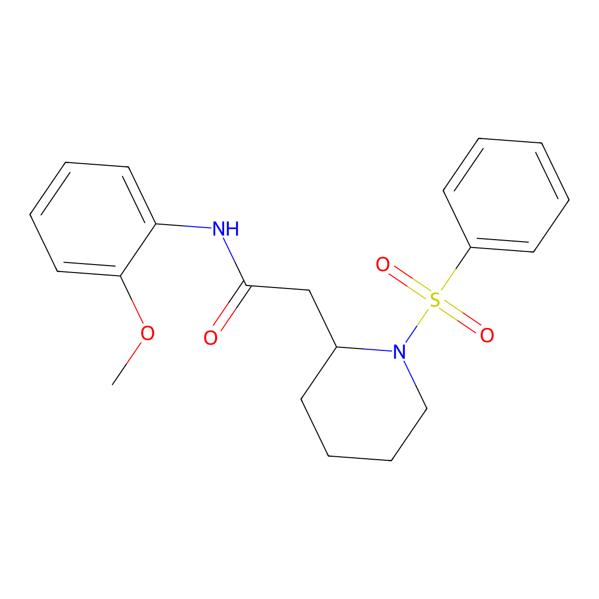 N-(2-methoxyphenyl)-2-(1-(phenylsulfonyl)piperidin-2-yl)acetamide molecular structure, CAS 1021118-34-2