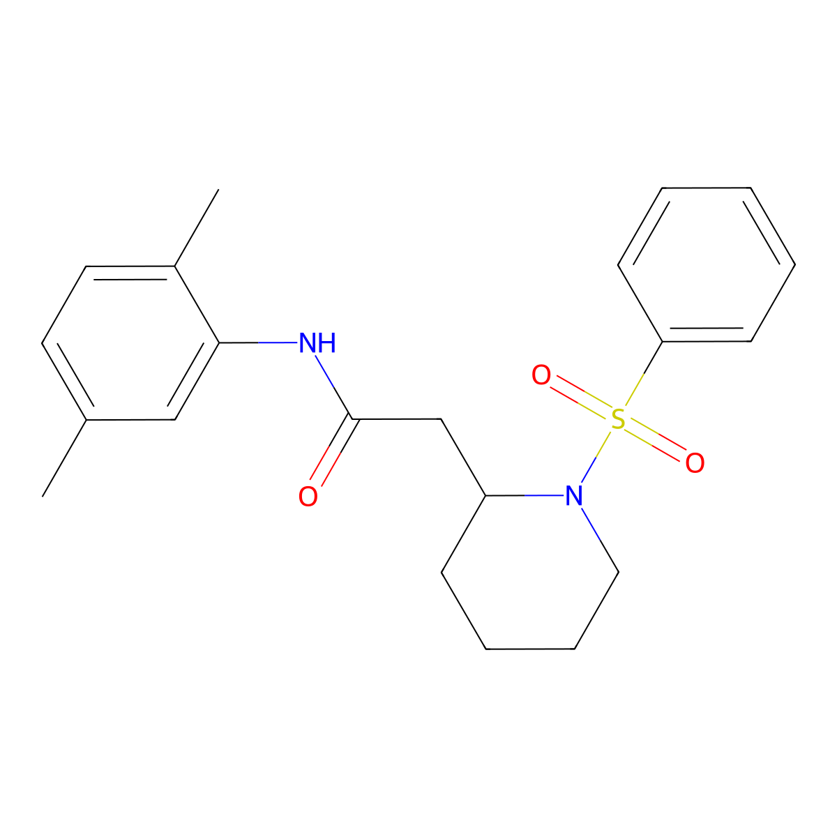 N-(2,5-dimethylphenyl)-2-(1-(phenylsulfonyl)piperidin-2-yl)acetamide molecular structure, CAS 1021118-40-0