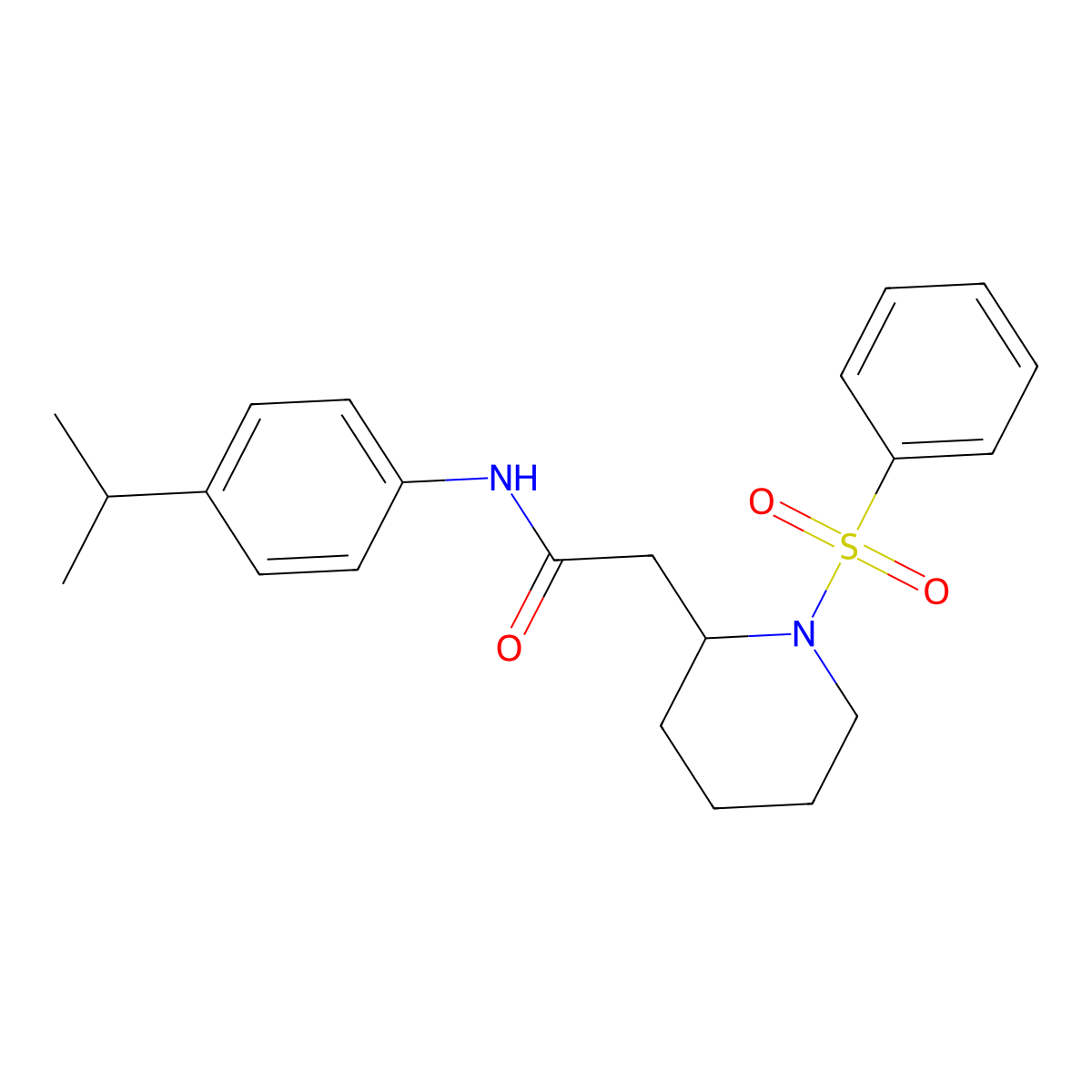 N-(4-isopropylphenyl)-2-(1-(phenylsulfonyl)piperidin-2-yl)acetamide molecular structure, CAS 1021118-43-3