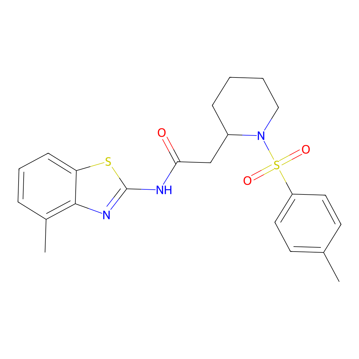 N-(4-methylbenzo[d]thiazol-2-yl)-2-(1-tosylpiperidin-2-yl)acetamide molecular structure, CAS 1021118-46-6