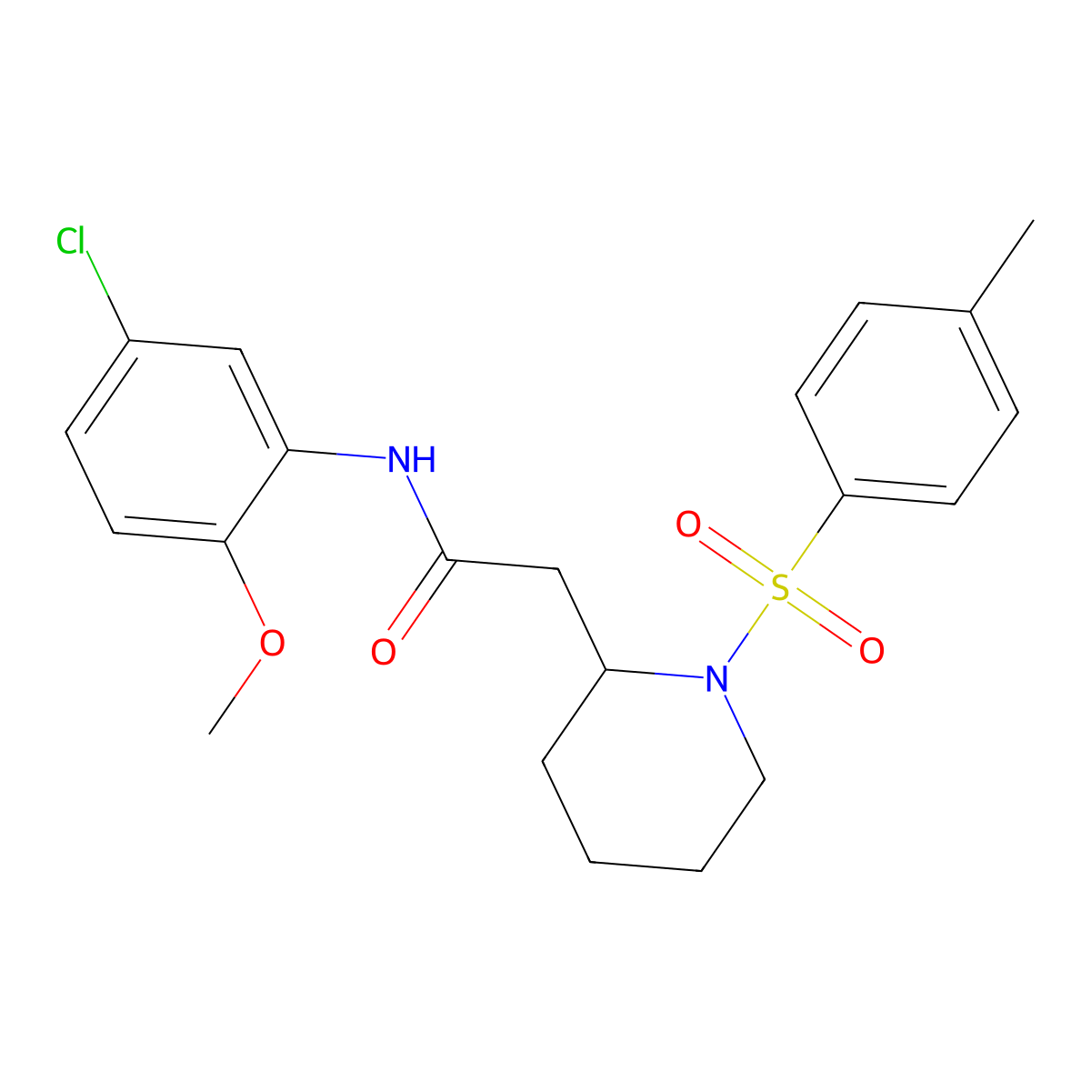 N-(5-chloro-2-methoxyphenyl)-2-(1-tosylpiperidin-2-yl)acetamide molecular structure, CAS 1021118-49-9