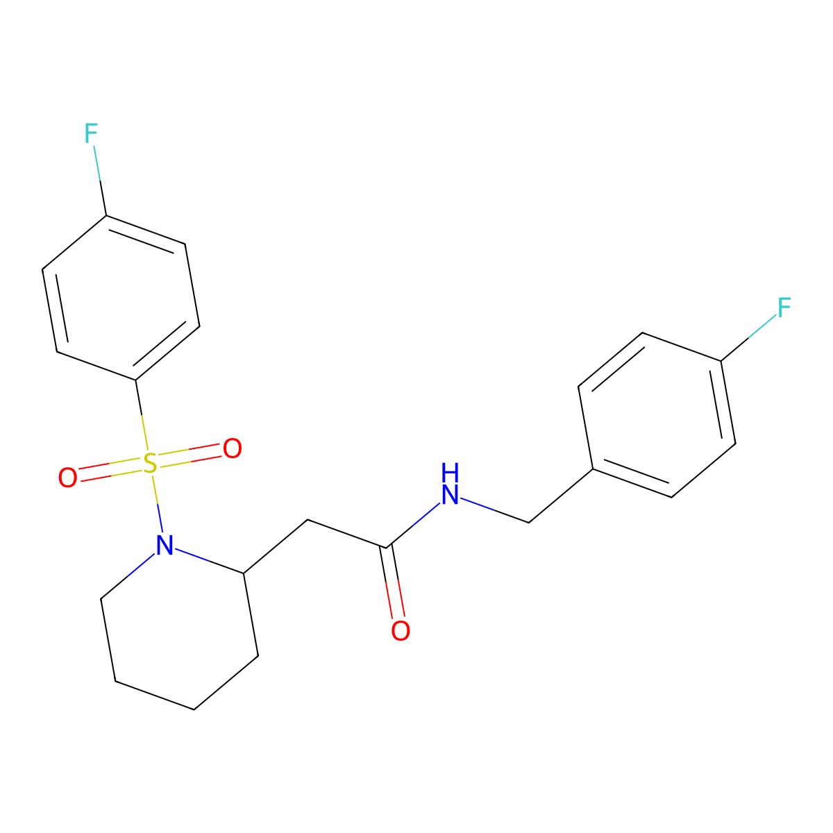 N-(4-fluorobenzyl)-2-(1-((4-fluorophenyl)sulfonyl)piperidin-2-yl)acetamide molecular structure, CAS 1021118-68-2