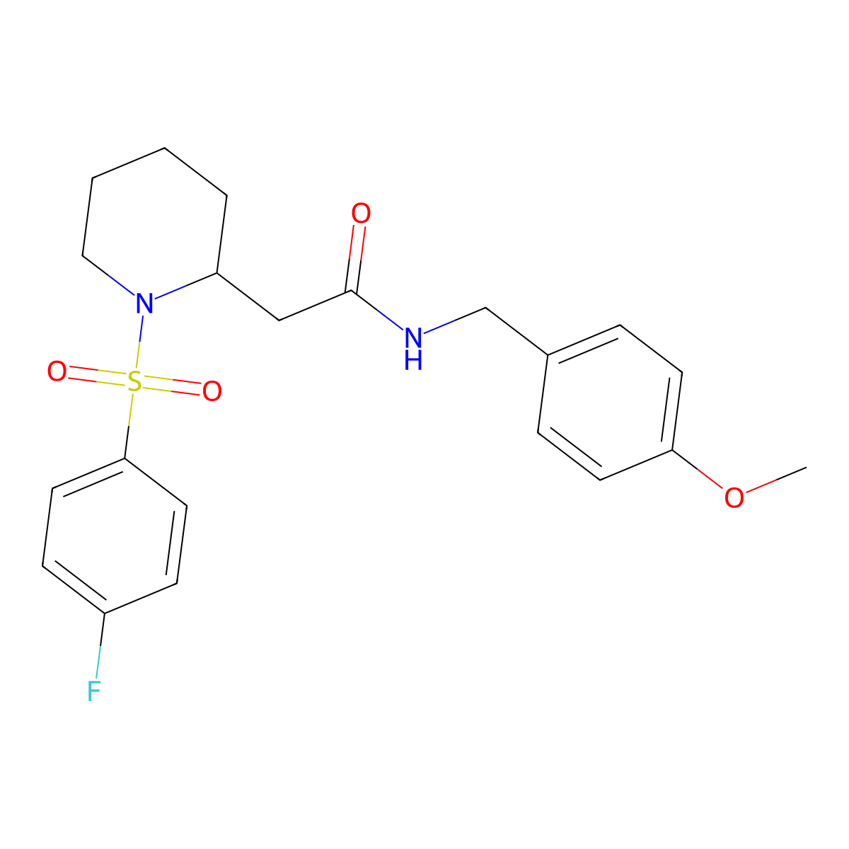 2-(1-((4-fluorophenyl)sulfonyl)piperidin-2-yl)-N-(4-methoxybenzyl)acetamide molecular structure, CAS 1021118-76-2