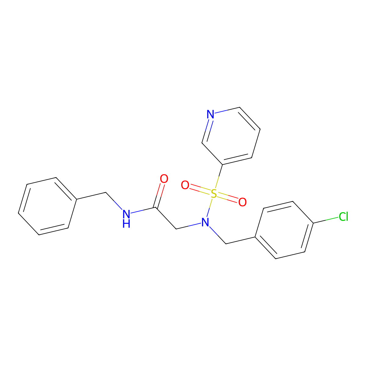 N-benzyl-2-(N-(4-chlorobenzyl)pyridine-3-sulfonamido)acetamide molecular structure, CAS 1021118-91-1