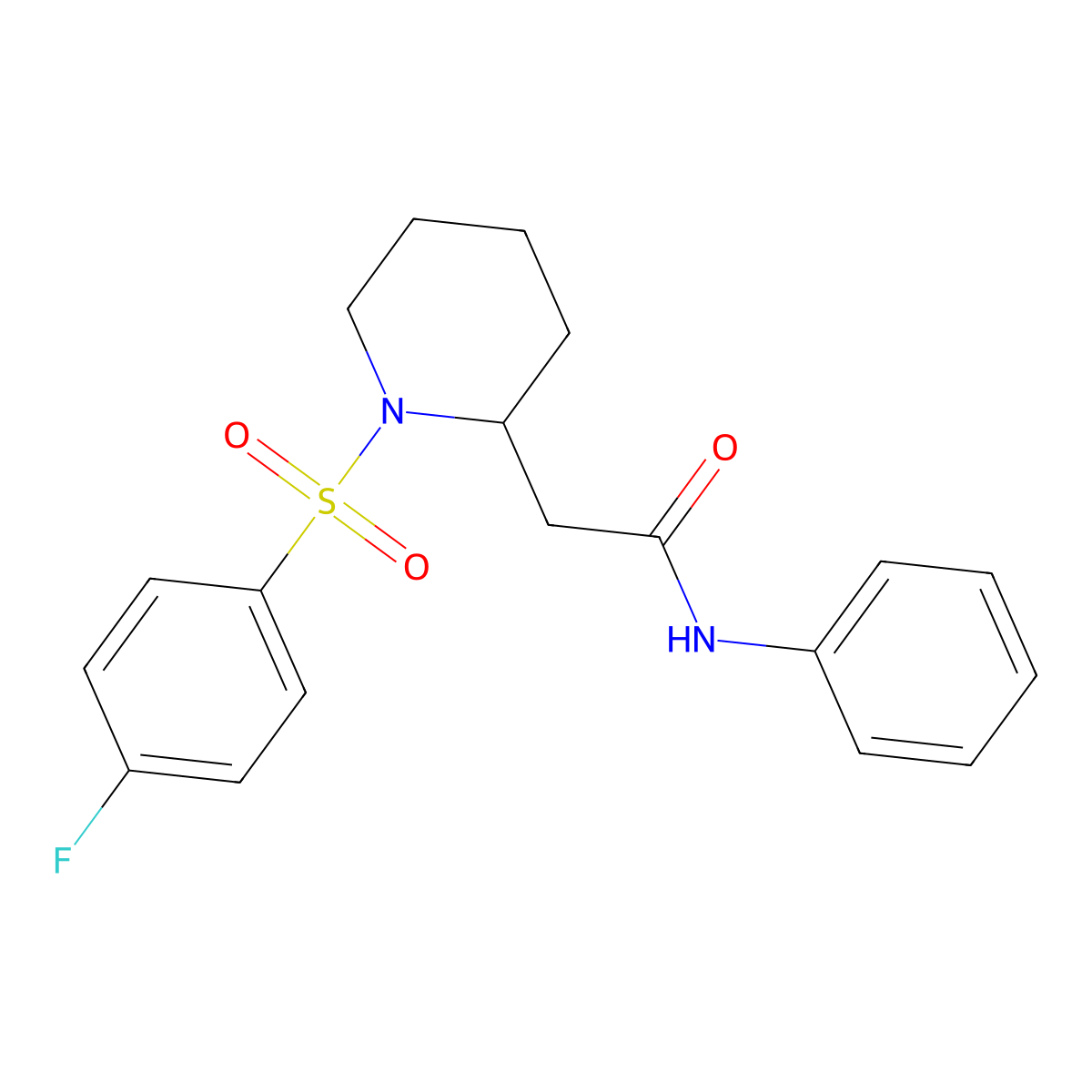 2-(1-((4-fluorophenyl)sulfonyl)piperidin-2-yl)-N-phenylacetamide molecular structure, CAS 1021118-95-5