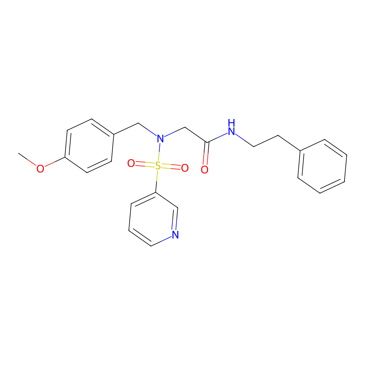 2-(N-(4-methoxybenzyl)pyridine-3-sulfonamido)-N-phenethylacetamide molecular structure, CAS 1021118-97-7